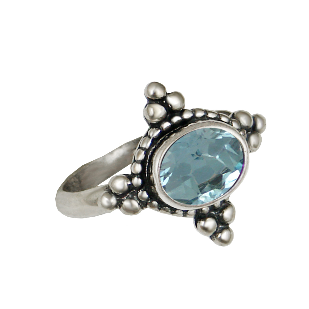 Sterling Silver Gemstone Ring With Blue Topaz Size 8